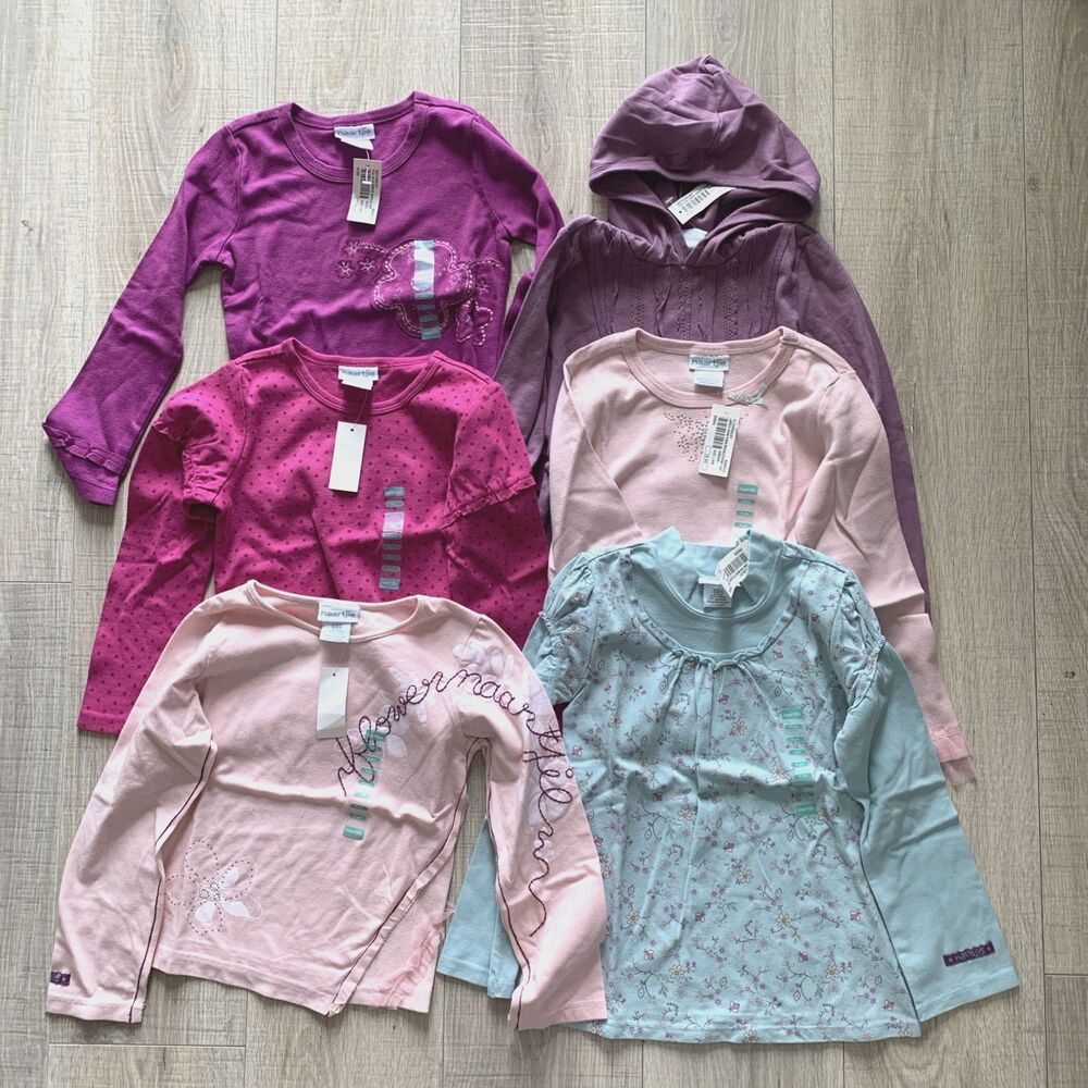 Lot 6 pc Naartjie Tops Long Sleeve Shirt Purple Blue Pink Girls Size 6
